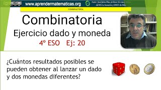 Combinatoria Variaciones con repetición Dado y monedas 4eso 08 combinatoria 20 José Jaime Mas [upl. by Lally]