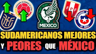 ¿Qué SELECCIONES DE CONMEBOL SON MEJORES QUE MEXICO A DIA DE HOY y cuáles PEORES Copa América 2024 [upl. by Onitnelav]