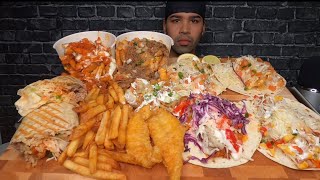 ASMR NO TALKING TACOS FISH amp CHIPS POUTINE BURRITO PIEROGIES MUKBANG [upl. by Aneehsat6]