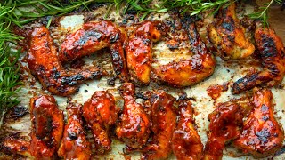 OVEN BBQ WINGS amp HOMEMADE BBQ SAUCE RECIPE [upl. by Alleahcim455]