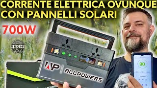 Ricarico una centrale elettrica 220V anche con i pannelli solari Power station Allpowers 700W AC [upl. by Naitsabes]