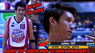 JAMES YAP CAREER HIGH 45 POINTS WALANG MAKAPIGIL KAY BIG GAME Purefoods vs Welcoat [upl. by Atsirc]