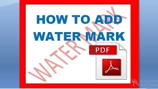 how to add watermark in pdf document file [upl. by Anileve]