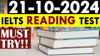 IELTS Reading Test 2024 with Answers  21102024 [upl. by Dumanian]