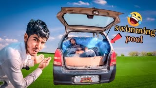 हमने बनाया Car में SWIMMING POOL amp 24 Hours Car Challenge swimmingpool [upl. by Alano]