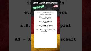 Learn german everyday life abbreviations  1 [upl. by Gernhard]