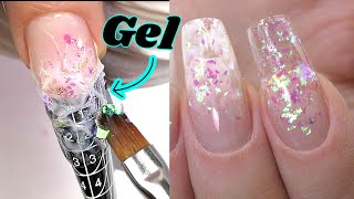 Ice Nails with Gel  Glass Nail Art Tutorial [upl. by Saidel]