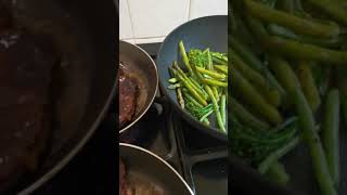 Rib Eye Steak cooked in Butter with Asparagus Green Beans and Tenderstem ASMR [upl. by Gati364]