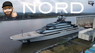 4K  MegaYacht NORD  fourth Float Out  Lürssen Shipyard [upl. by Yur877]