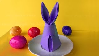 Servietten falten Osterhase 🐇 Servietten falten für Ostern Leichter Origami Hase 🐇 [upl. by Serra]