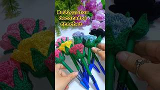 Bolígrafos decorados crochet flower [upl. by Nerrak]