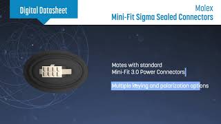 Molex MiniFit Sigma Sealed Connectors Digital Datasheet  Heilind Electronics [upl. by Sucramal]