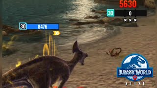 Olorotitan Level 30 Battles on Nublar Shores Jurassic World Alive PVP [upl. by Anires]