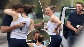 Jennifer Garner and boyfriend John Miller look completely in love while hugging goodbye [upl. by Kellsie]