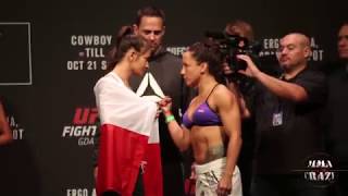 UFC Fight Night Gdansk Karolina Kowalkiewicz vs Jodie Esquibel weigh in Face Off [upl. by Wistrup]