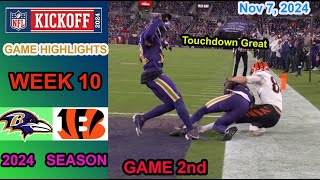 Cincinnati Bengals vs Baltimore Ravens  2024 Season Week 10 Game 2nd Highlights NFL Nov 7 2024 [upl. by Hagan852]