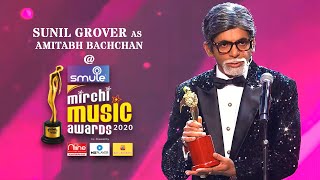 Sunil Grovers hilarious mimicry of Amitabh Bachchan at Smule Mirchi Music Awards 2020 [upl. by Attenaz815]