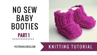 Knitting tutorial How To Knit No Sew Baby Booties  Part 1  Sole  Pattern Duchess [upl. by Hutt]