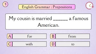 Test your English Grammar PREPOSITIONS Quiz 1  Can you score 3030 on this [upl. by Illah780]