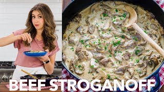 Easy Classic Beef Stroganoff Recipe  Natashas Kitchen [upl. by Cis624]