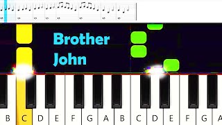 Learn Easy Piano Song for Beginners  Brother John  Piano Tutorial with Music Notes [upl. by Ocsinarf]