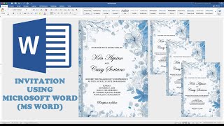 DUSTY BLUE FLORAL  How to make WEDDING INVITATION in Microsoft Word  Cassy Soriano [upl. by Pammy406]