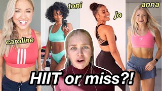 REVIEWING INTENSE HIIT WORKOUTS BY YOUTUBE FITNESS INFLUENCERS  Caroline Girvan growwithjo etc [upl. by Sirraj]