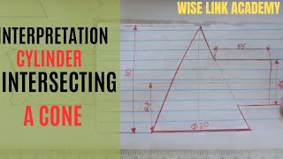 interpenetration of a cylinder intersecting a cone TECHNICAL DRAWING Engineering drawing 👌 [upl. by Valentia590]