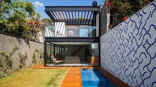 Diseño de casa larga y angosta Planos fachada e interiores [upl. by Ybocaj289]