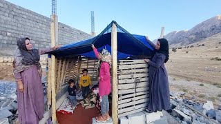 Making a canopy roof by a nomadic family [upl. by Anilrac]