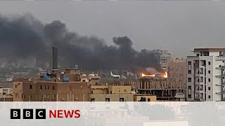 Sudan Violence spreads as explosions rock capital  BBC News [upl. by Lemmueu]