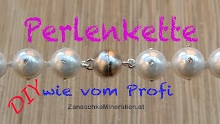 Perlenkette mit Magnetverschluss knoten  DIY  Kette fertig machen  Schmuck anfertigen  knüpfen [upl. by Trahurn]