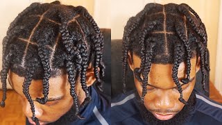 Mens Box Braids Tutorial For ShortMediumLong Hair [upl. by Ahsinnod410]