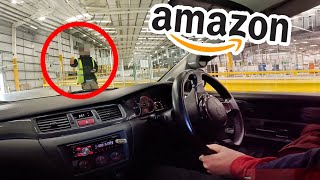 MITSUBISHI EVO DRIVES THROUGH AMAZON WAREHOUSE [upl. by Jairia]