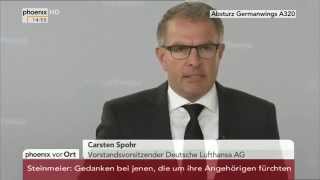 Absturz Germanwings A320 Statement von Lufthansa mit Carsten Spohr am 24032015 [upl. by Nedry248]