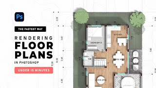 The FASTEST WAY of RENDERING FLOOR PLANS in Photoshop under 15 minutes [upl. by Yeldnarb187]