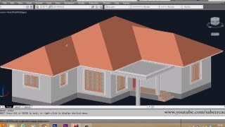 AUTOCAD 3D HOUSE SLOPED ROOF  AUTOCAD SLOPED ROOF  3D ROOF [upl. by Assetniuq333]