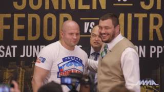 Fedor Emelianenko vs Matt Mitrione Bellator 180 Staredown [upl. by Locklin]