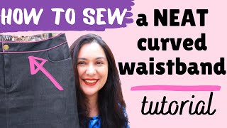 How to sew NEATEST curved waistband Sally Jean Skirt Style Arc quotReverse methodquot [upl. by Sancho]