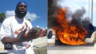 Bodycam NFL Player Leonard Fournette Narrowly Escapes SUV After Bursting into Flames [upl. by Cigam]