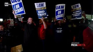 Le proteste degli operari del settore auto statunitense  PresaDiretta 25032024 [upl. by Arvo361]