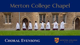 Choral Evensong on Wednesday 24 January 2024  from Merton College Chapel Oxford [upl. by Arrec]