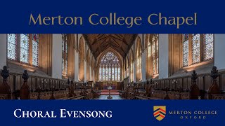 Choral Evensong  Thursday 6 June 2024  from Merton College Chapel Oxford [upl. by Attirehs48]