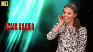 Alicia Vikander talks about doing all her own grunts as the new Lara Croft [upl. by Anilatak]