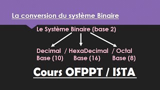 2  Convertir le Binaire au DecimalHexadecimalOctal ISTA [upl. by Portingale]