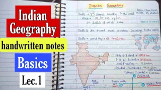 Indian Geography Basics  Handwritten Notes  Lec1  An Aspirant [upl. by Klug]