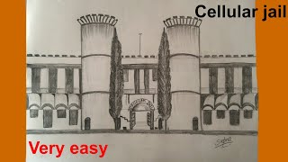 Cellular Jail Port Blair pencil sketchFirst time on YouTubeNational Memorialकालापानी कारागृह [upl. by Eislehc]