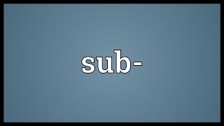 Sub Meaning [upl. by Swope]