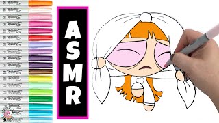 Speed Coloring ASMR SOUNDS Powerpuff Girls Blossom Coloring Book Page  NO Talking [upl. by Adieno]