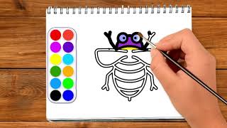 Dessine et colorie une abeille pour les enfants  Draw and Colour a Bee for Kids [upl. by Fem]